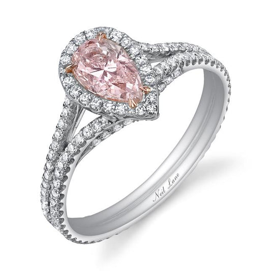 NEIL LANE FANCY COLOR PEAR BRILLIANT-CUT DIAMOND, PLATINUM RING