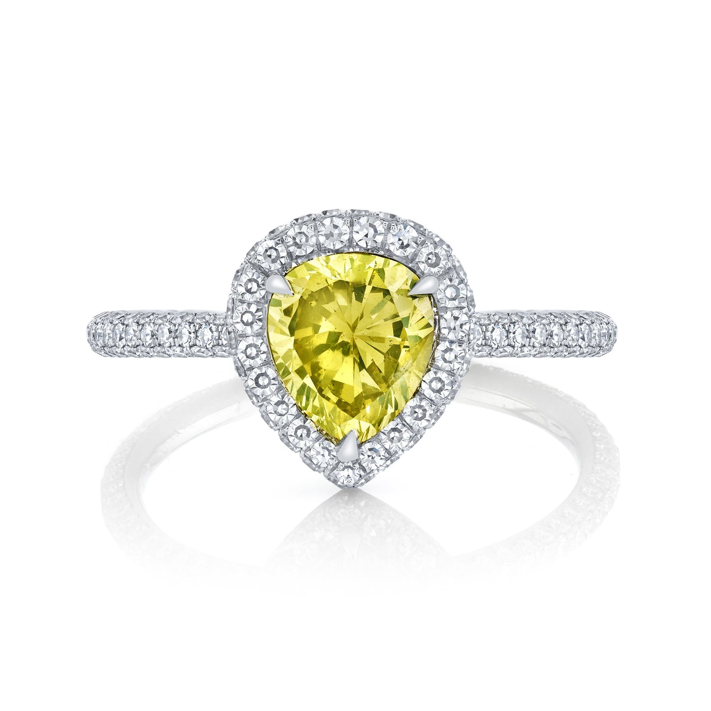 NEIL LANE FANCY COLOR PEAR BRILLIANT-CUT DIAMOND, PLATINUM RING