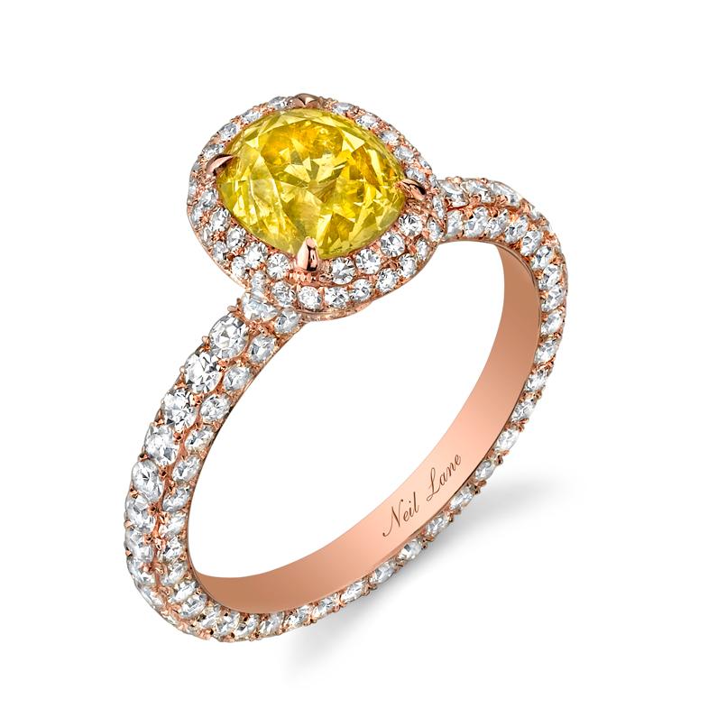 NEIL LANE FANCY COLOR OLD MINE BRILLIANT-CUT DIAMOND, 18K ROSE GOLD RING