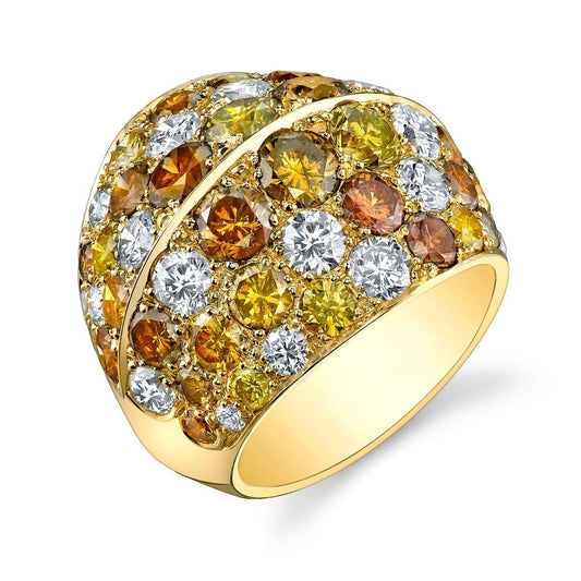 COLORFUL DIAMOND, YELLOW GOLD RING