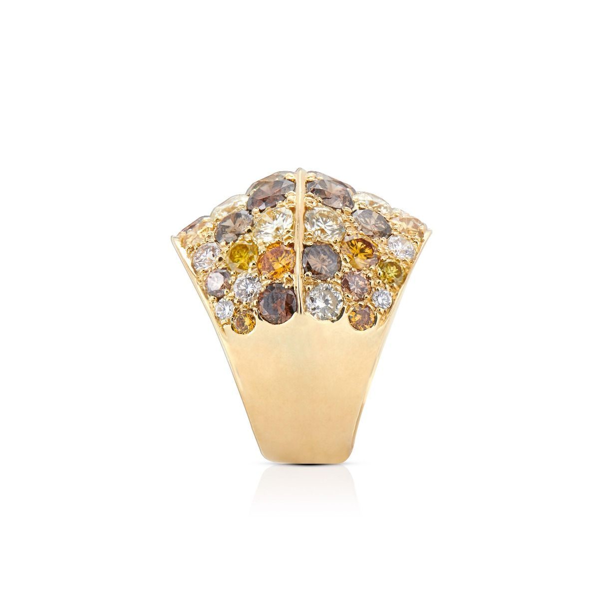 COLORFUL DIAMOND, YELLOW GOLD RING