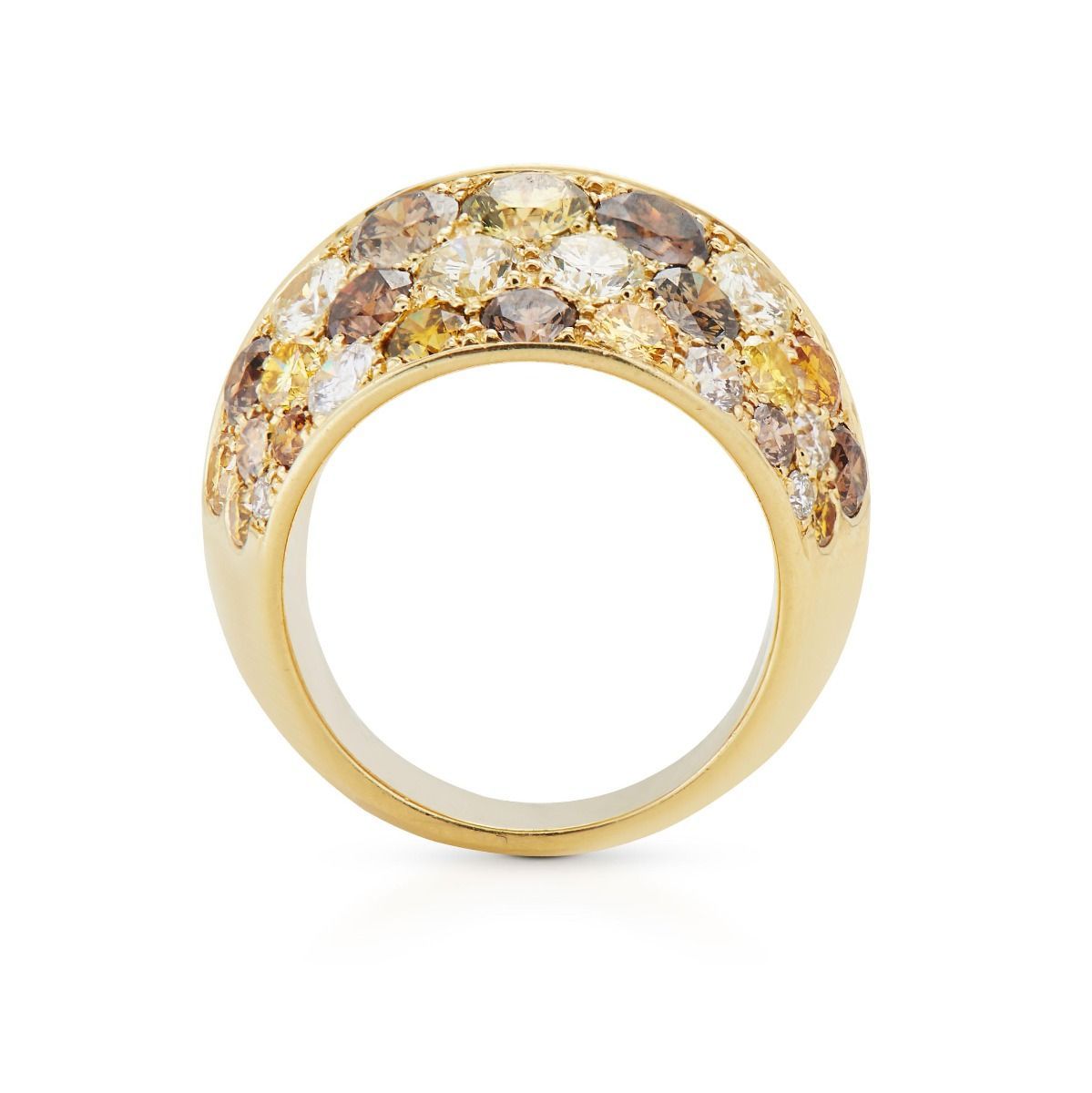 COLORFUL DIAMOND, YELLOW GOLD RING