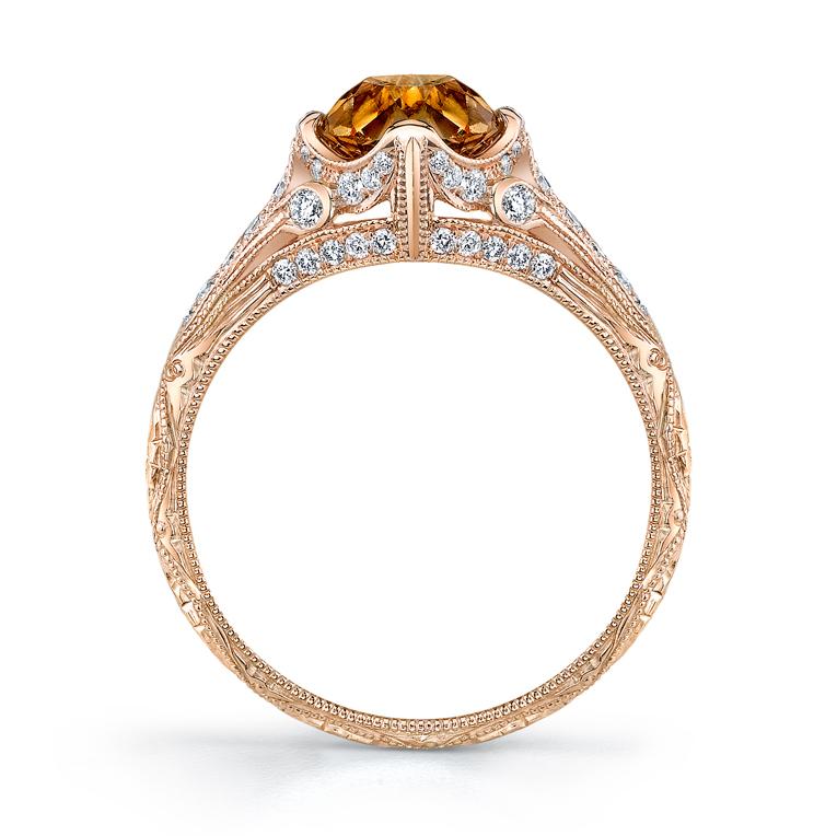 NEIL LANE FANCY COLOR OLD MINE BRILLIANT-CUT DIAMOND, 18K ROSE GOLD RING