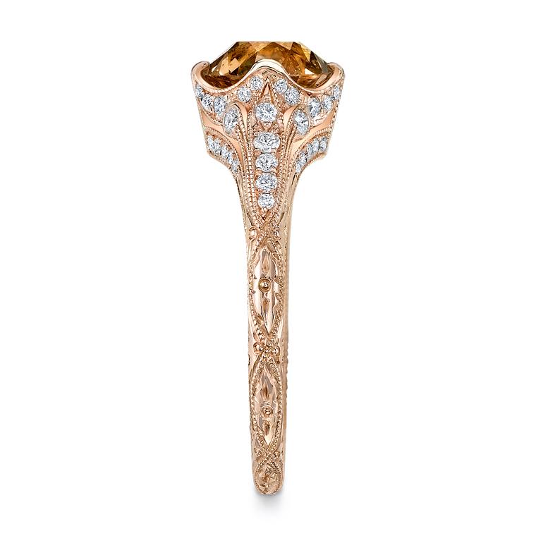 NEIL LANE FANCY COLOR OLD MINE BRILLIANT-CUT DIAMOND, 18K ROSE GOLD RING