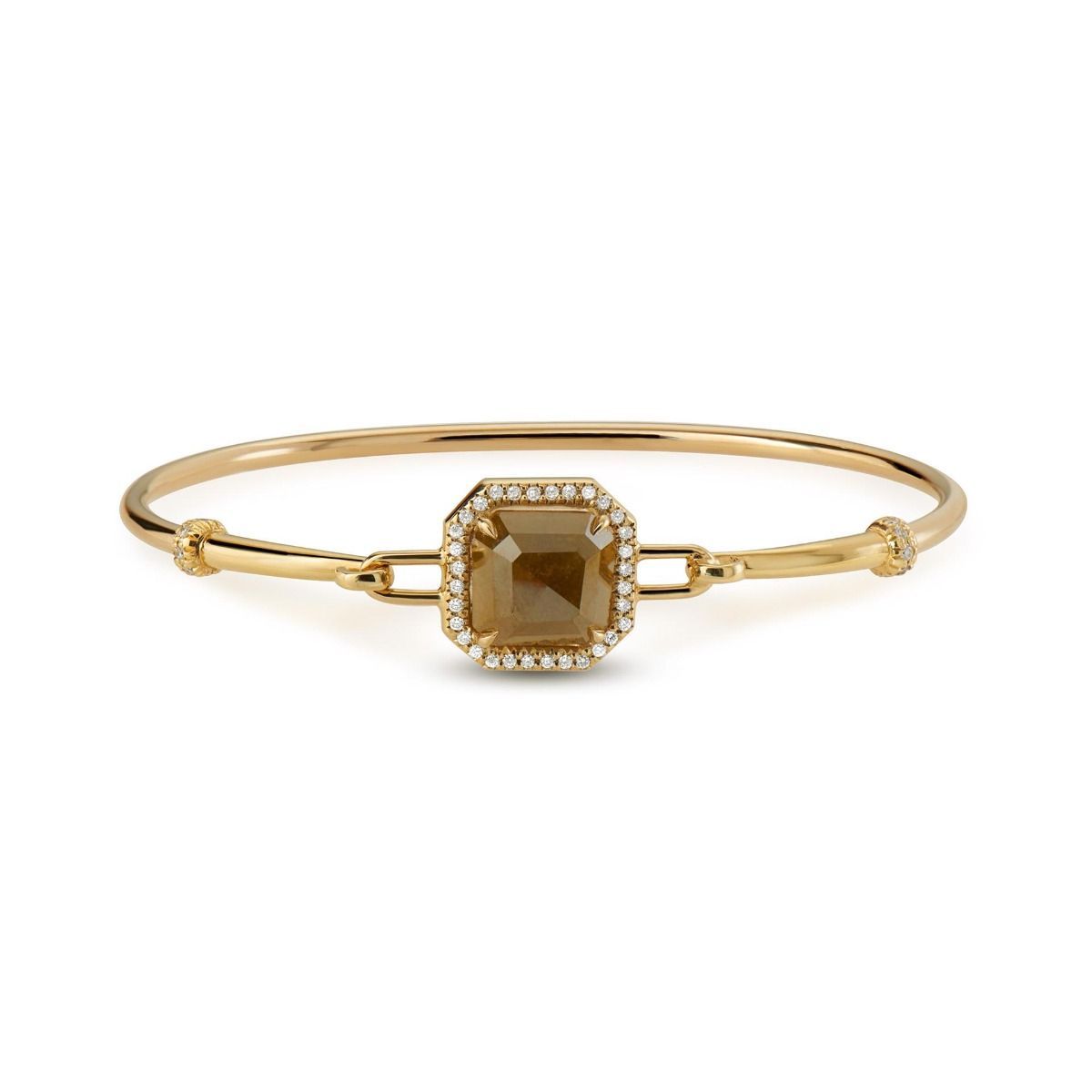 COLORED DIAMOND, 18K YELLOW GOLD BANGLE