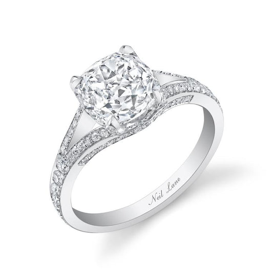 NEIL LANE CUSHION-SHAPED DIAMOND, PLATINUM RING