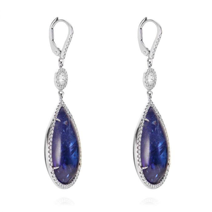 TANZANITE, 18K WHITE GOLD EARRINGS