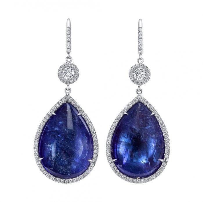 TANZANITE, 18K WHITE GOLD EARRINGS