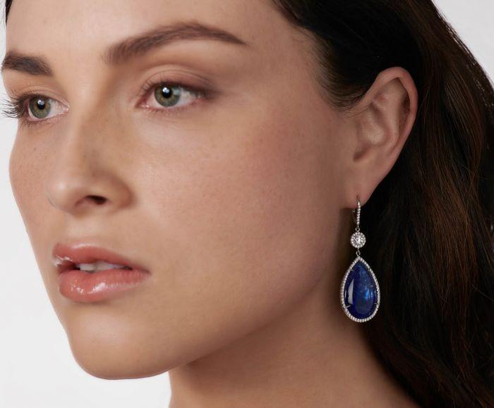 TANZANITE, 18K WHITE GOLD EARRINGS