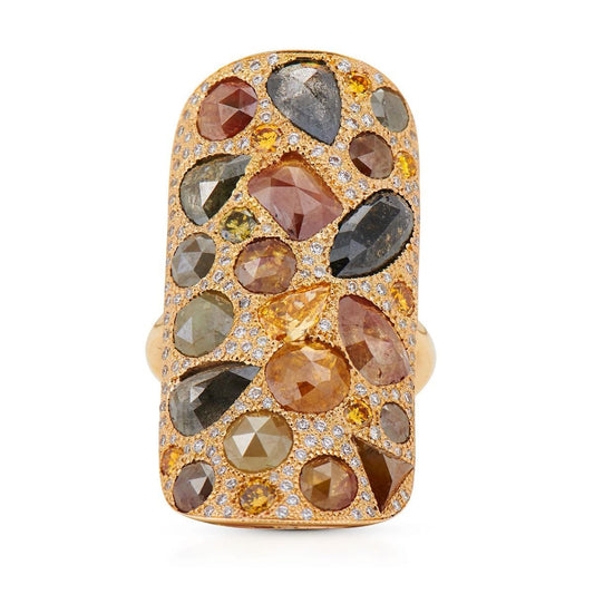 MOSAIC DIAMOND, 18K YELLOW GOLD RING