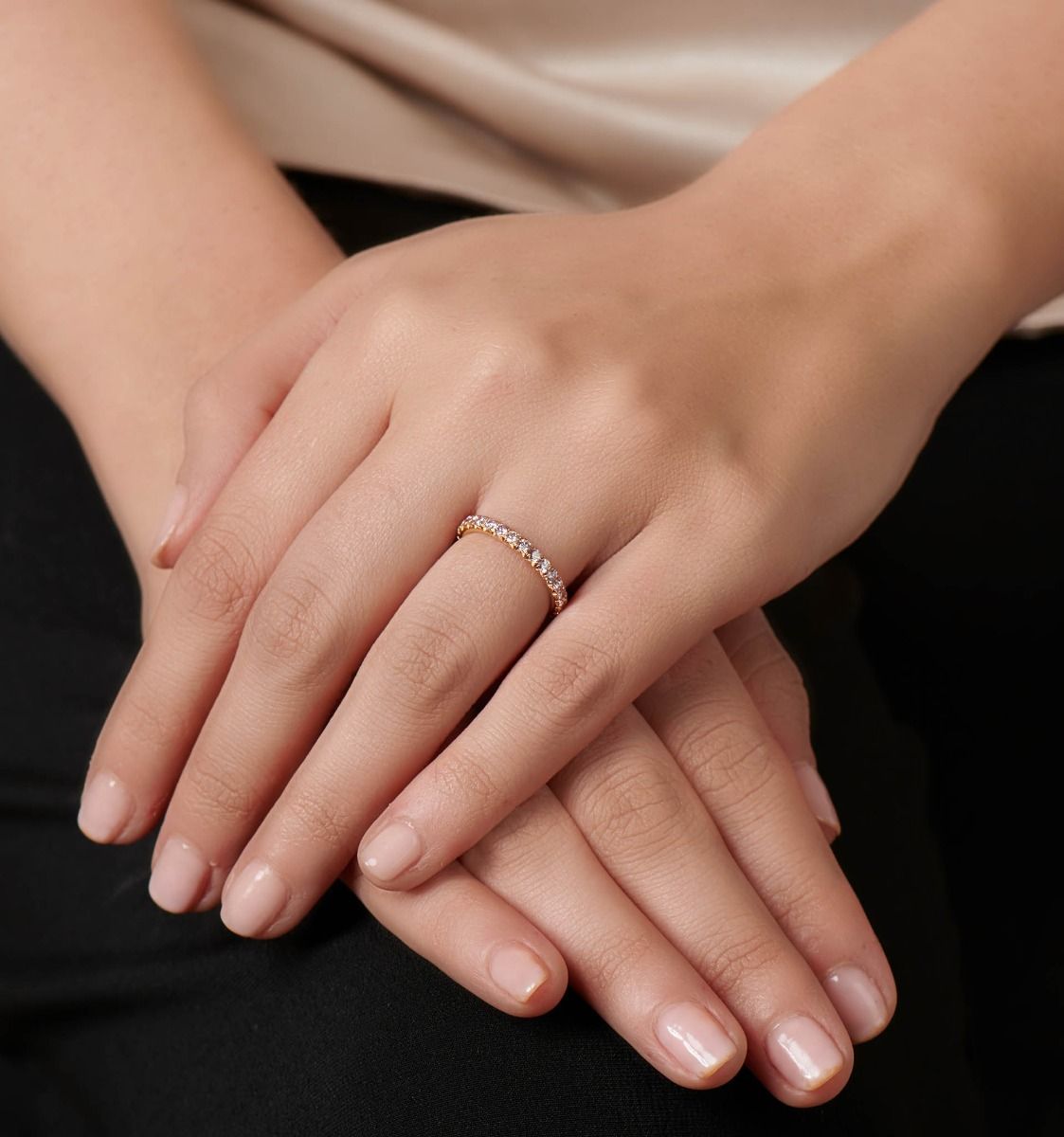 PINK DIAMOND, ROSE GOLD ETERNITY BAND