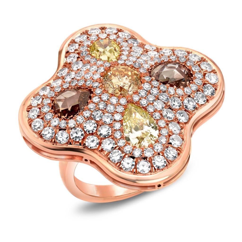 FANCY COLOR DIAMOND, 18K ROSE GOLD RING