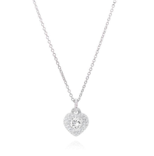 DIAMOND PAVE HEART, PLATINUM PENDANT