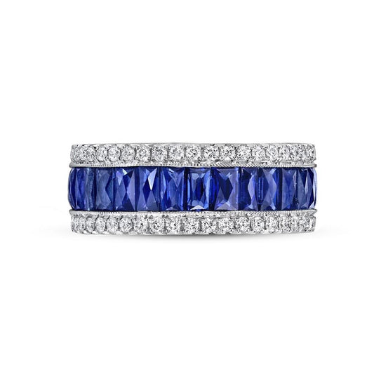 SAPPHIRE AND DIAMOND PLATINUM ETERNITY BAND