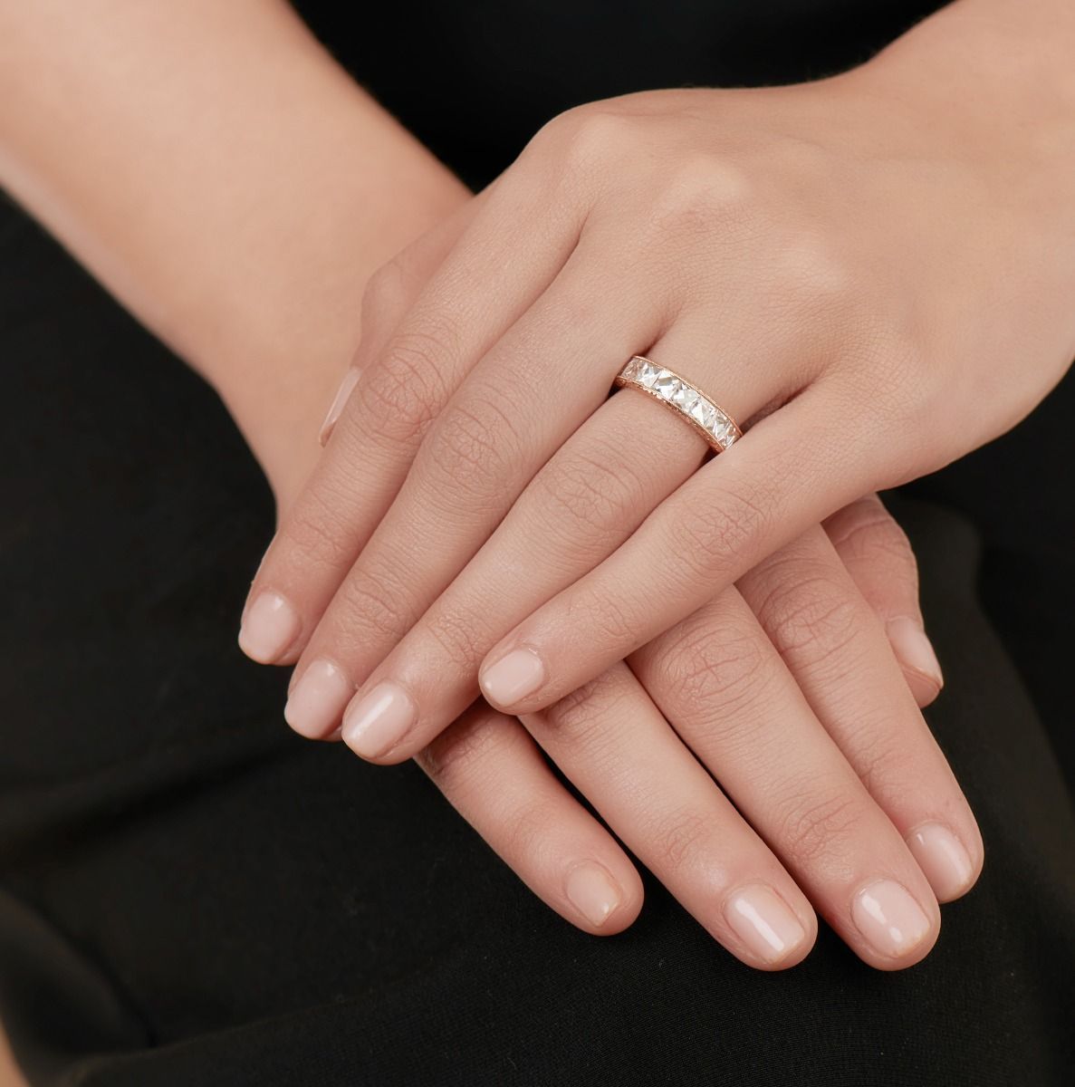 FRENCH CUT DIAMOND ETERNITY BAND, ROSE GOLD