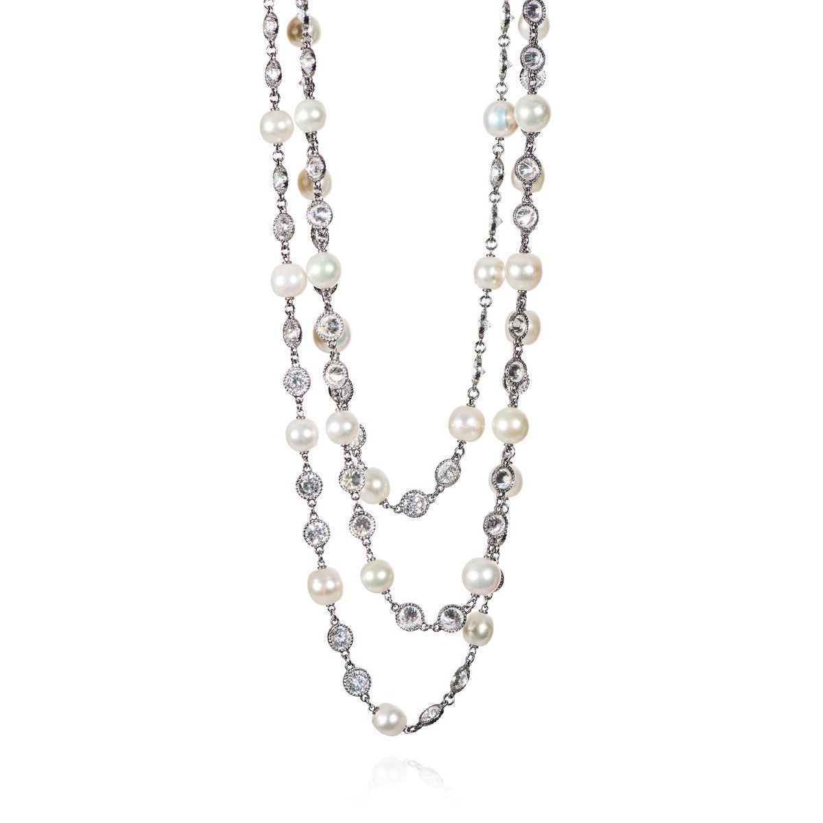 DIAMOND AND PEARL, PLATINUM NECKLACE