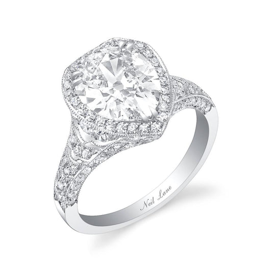 NEIL LANE PEAR BRILLIANT-CUT DIAMOND, PLATINUM RING
