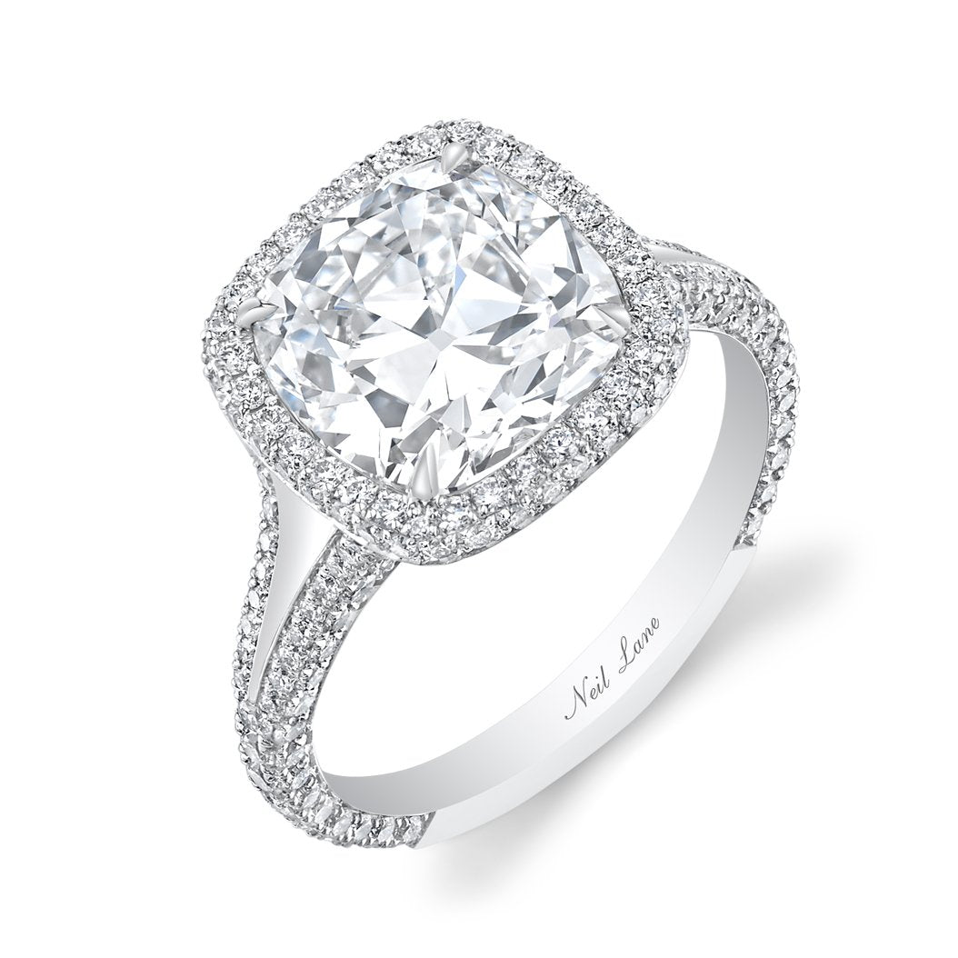 NEIL LANE CUSHION-SHAPED DIAMOND, PLATINUM RING