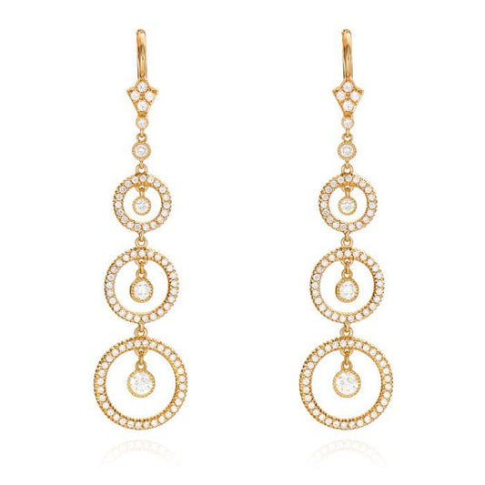 DIAMOND, 18K YELLOW GOLD STYLIZED HOOP EARRINGS