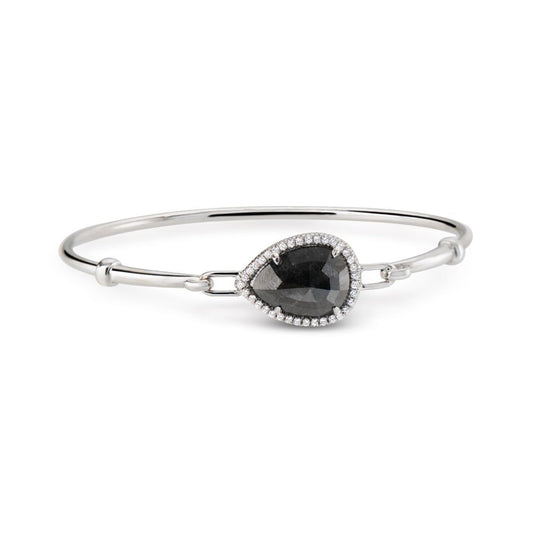 BLACK DIAMOND AND 18K WHITE GOLD BANGLE BRACELET