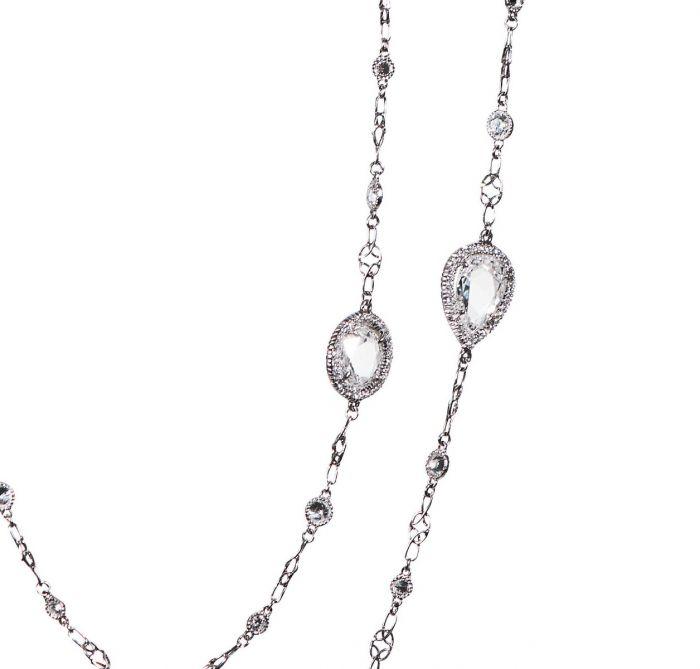 ROSE AND PEAR CUT DIAMOND AND PLATINUM NECKLACE