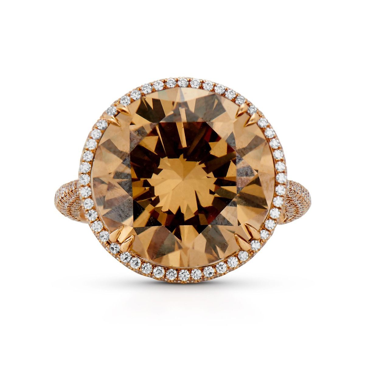 FANCY YELLOW-BROWN DIAMOND, 18K ROSE GOLD RING