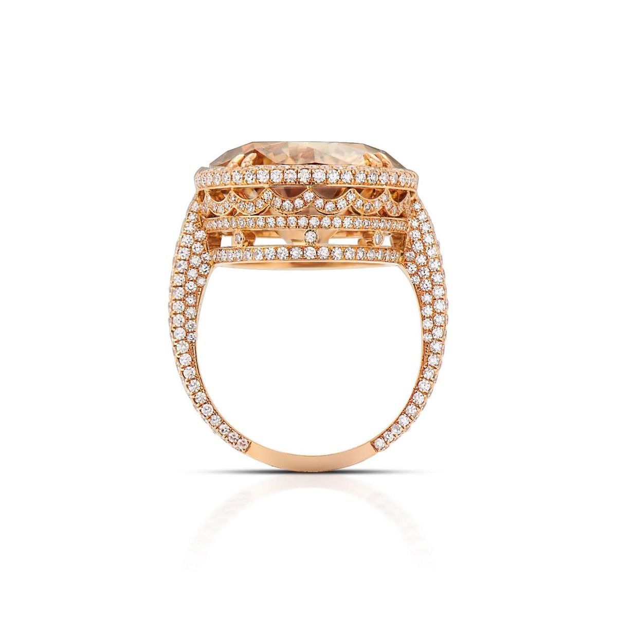 FANCY YELLOW-BROWN DIAMOND, 18K ROSE GOLD RING