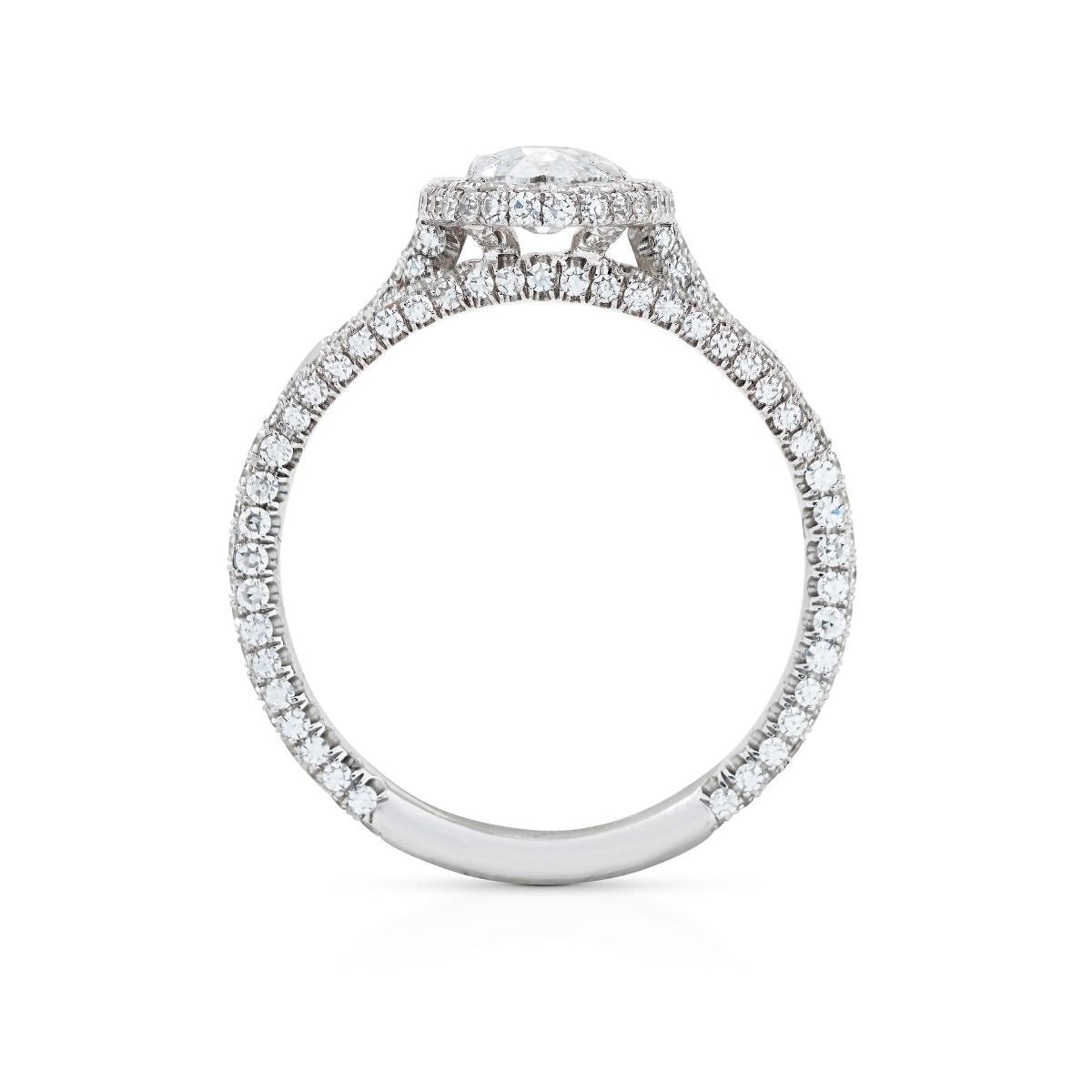 MOVAL-SHAPED DIAMOND AND PLATINUM ENGAGEMENT RING