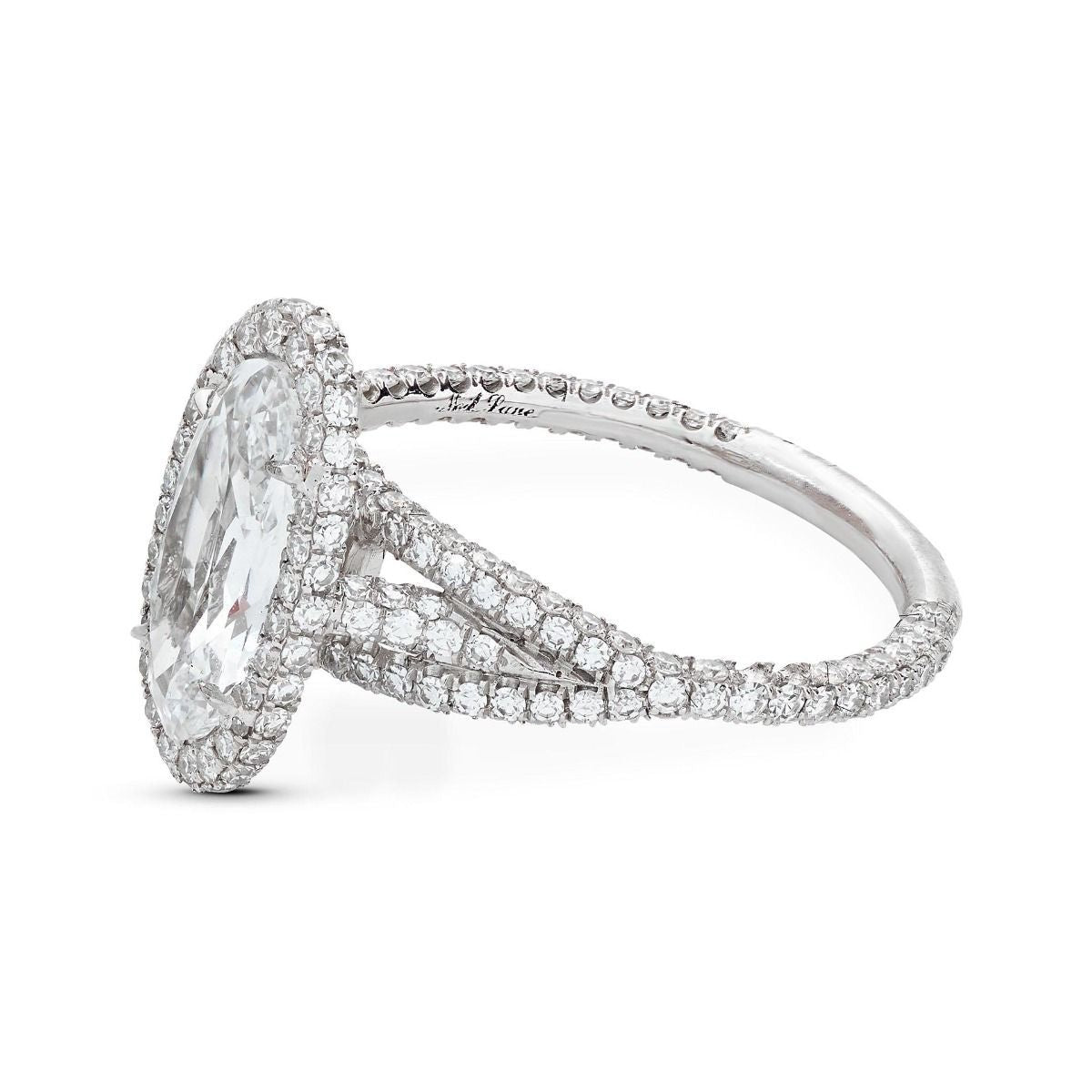 MOVAL-SHAPED DIAMOND AND PLATINUM ENGAGEMENT RING