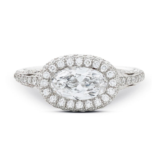 NEIL LANE MOVAL-SHAPED DIAMOND PLATINUM ENGAGEMENT RING