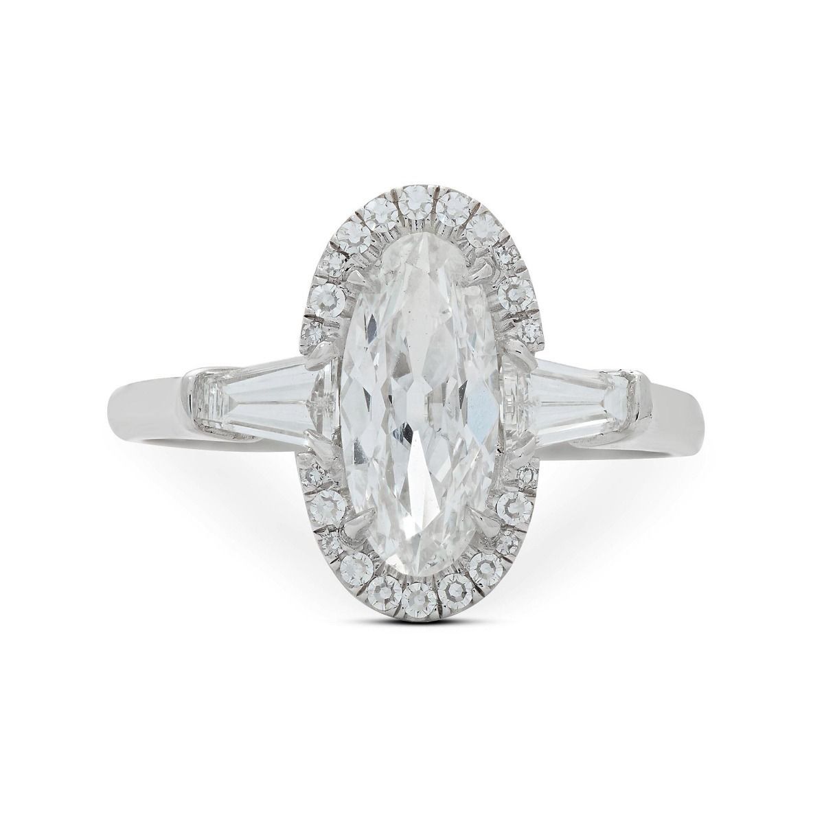 NEIL LANE MOVAL SHAPED DIAMOND, PLATINUM ENGAGEMENT RING