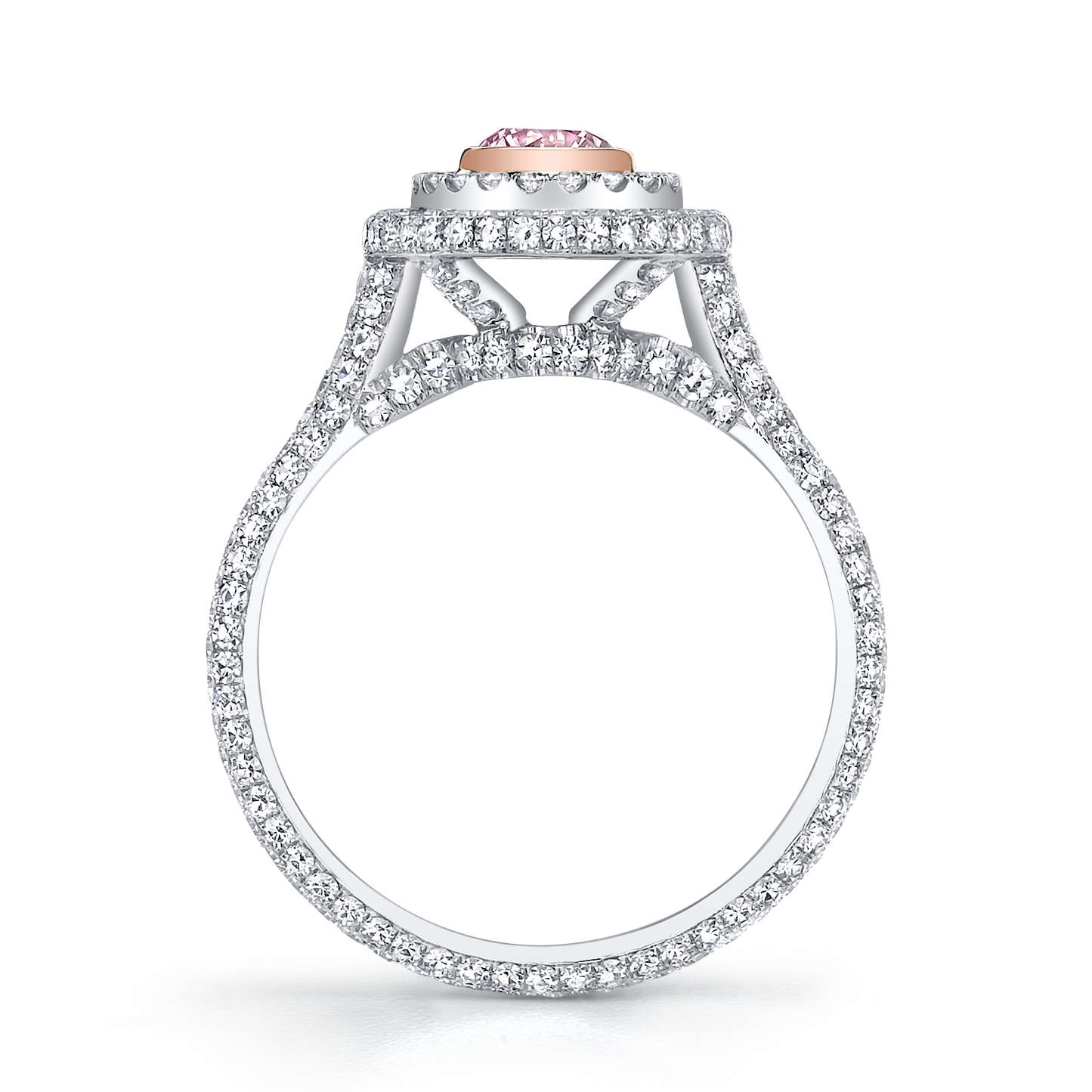 NEIL LANE LIGHT PINK DIAMOND, NEAR COLORLESS DIAMOND, PLATINUM RING