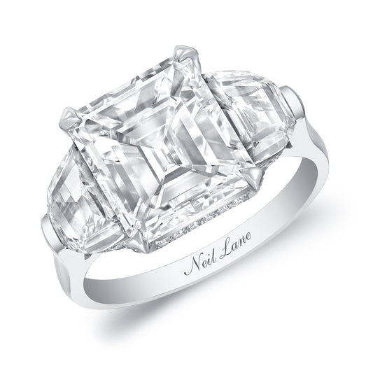 NEIL LANE EMERALD-CUT DIAMOND, PLATINUM RING